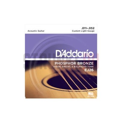 Струны для акустической гитары D'Addario Phosphor Bronze EJ26 11-52