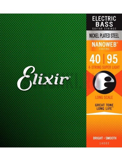 Струны для бас-гитары Elixir 14002 Nanoweb Light 40-95