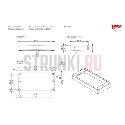 Рамка для хамбакера металлическая, SCHALLER 17040514 Curved High, золото