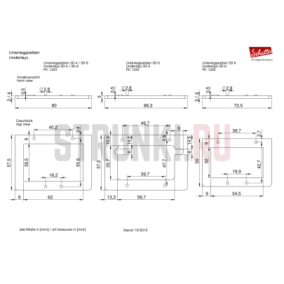 Пластина SCHALLER 12260401 для бриджа 3D-6, 3 мм, черная