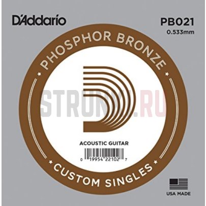 Одиночные струны для акустической гитары D'Addario PB021 Phosphor Bronze 21