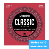 Струны для классической гитары D'Addario Classic Nylon EJ27N, набор из 10 комплектов 28-43